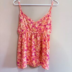 La Vie En Rose Coral & Pink Floral Babydoll Chemise – Size Small GUC